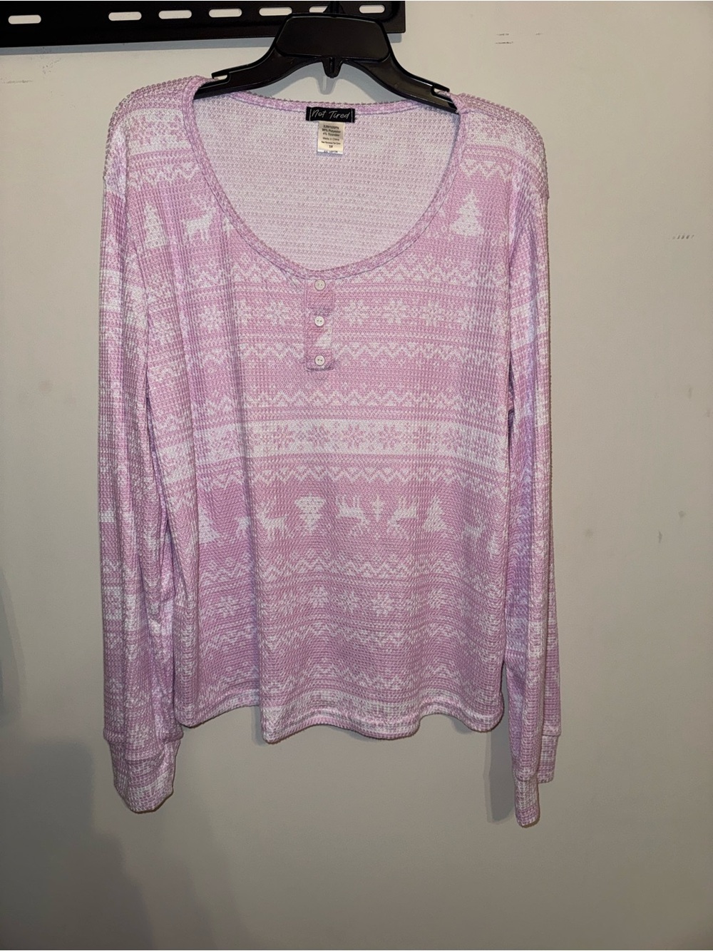 Pink Patterned Long-Sleeve pajamaTop - fashion nova